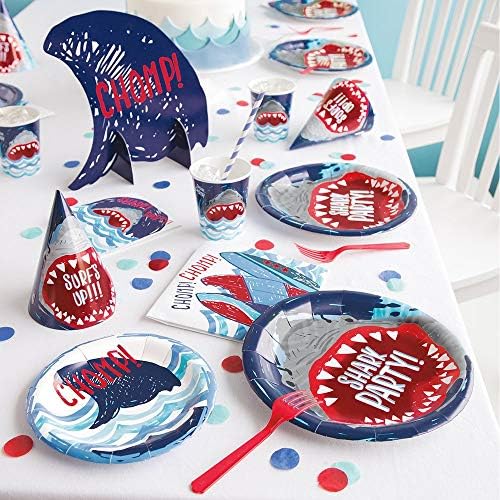 Уникални хартиени десертни чинии Shark Chomp Party, 7 инча, 8 карата, многоцветни (72534)