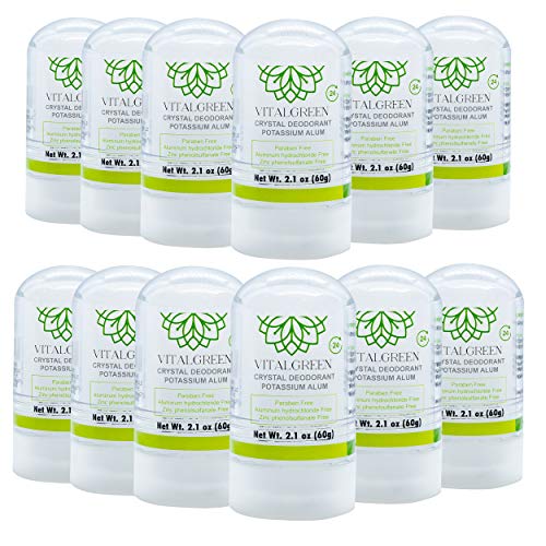 Vital Crystal Green Калиевые стипца дезодорант - Минерален дезодорант без аромат за мъже, жени и спортисти