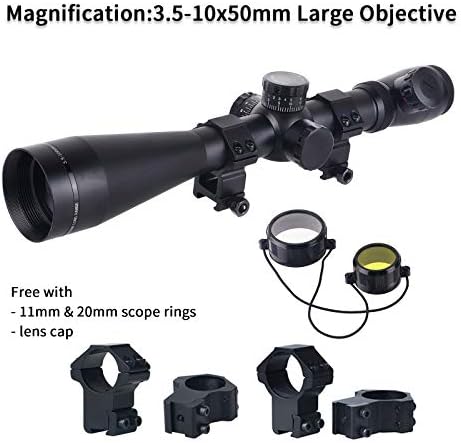 ToopMount 3.5-10x50 Rifle Scope M3 Low Knob Red Green Riflescope for 5 Level Controls Each Color with Free