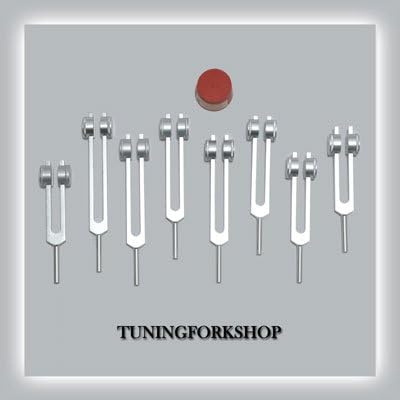 TFS Tuningforkshop 8 бр Чакра Претеглят Камертон за лечение с Активатором+Калъф