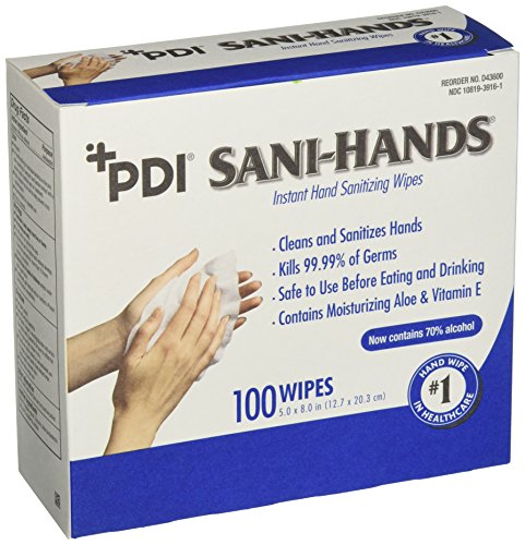 PDI Healthcare D43600 Sani-Hands Мигновени дезинфектанти, салфетки за ръце, размер 5 х 8 (опаковка от 1000