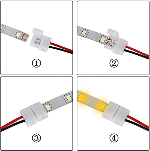2835 3528 SUPERNIGHT LED Strip Connector 2 Pin 8mm Width L Shape, 65.6 ft/20m Extension Wire 22 AWG и DC