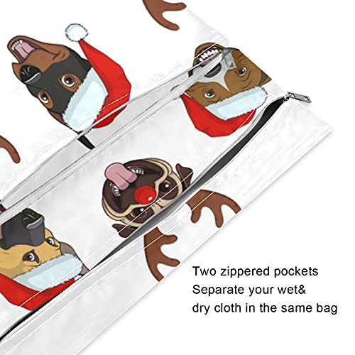 Забавни Кучета Коледа Мокър Суха Чанта за Пелени за Многократна употреба Мокър Чанта за Бански костюми Водоустойчив