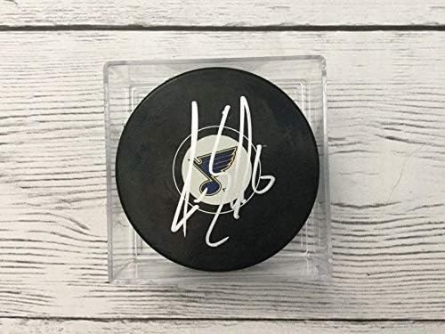 Джоел Эдмундсон подписа хокей шайба Сейнт Луис Блус с автограф a-Autographed NHL Pucks