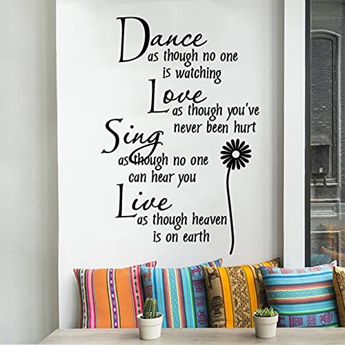 Интериор на стаята Вдъхновяващи Цитати и Маргаритка за Хола – Dance Love Пей на Живо – Стенен Декор за Спалня