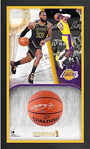 Леброн Джеймс Лос Анджелис Лейкърс Вкара 24 x 40 2020 НБА Финалите Champions Shadowbox с автограф баскетбол