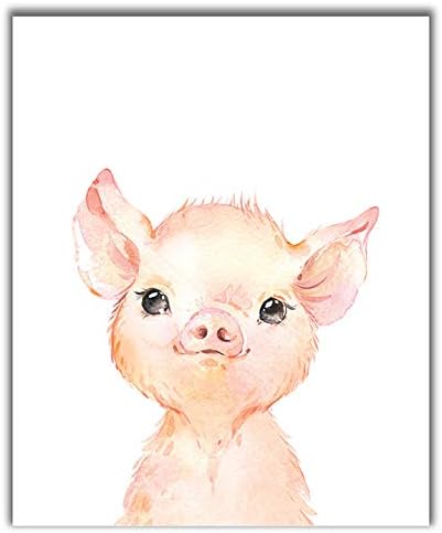 Малко дете Акварел Селскостопански Животни Щампи Комплект от 4 (Без рамка) Nursery Art Decor (8x10) (Вариант