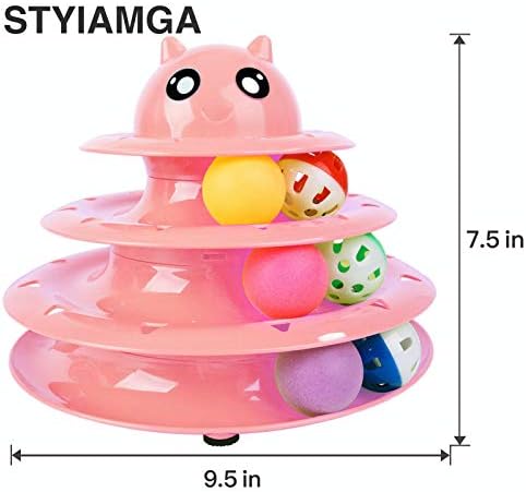 STYIAMGA Cat Toys 3 Level Towers Tracks Roller with Six Colorful Топка Interactive Physical Exercise Пъзел