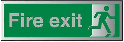 VSafety Fire Exit-Final Fire Exit Man Right Sign - 300mm x 150mm - 3 мм Brushed Алуминий Comp