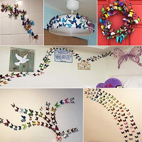 100 БР Пеперуда Стикери За Стена, 3D Пеперуди Декор на Конче Пеперуда Етикети за Подвижни Фрески Етикети