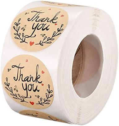 MECCANIXITY Thank You Stickers Roll 1.5 Inch 500 Бройки Labels Yellow for Envelope, Package, Cake Box, Small