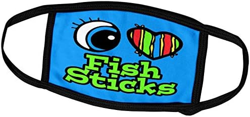 3dRose Bright Eye Сърце I Love Fish Sticks - Обложки за лице (fc_106070_3)