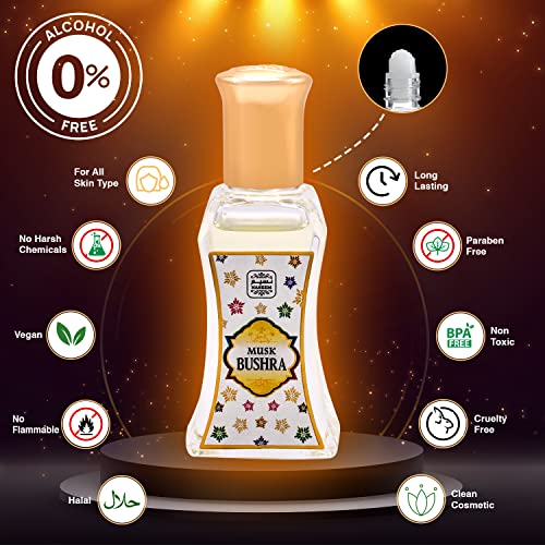 MUSK BUSHRA Perfume Oil Rollerball Не Alcohol Fragrance Oil Floral Fruity Musk Unisex Perfume by Naseem