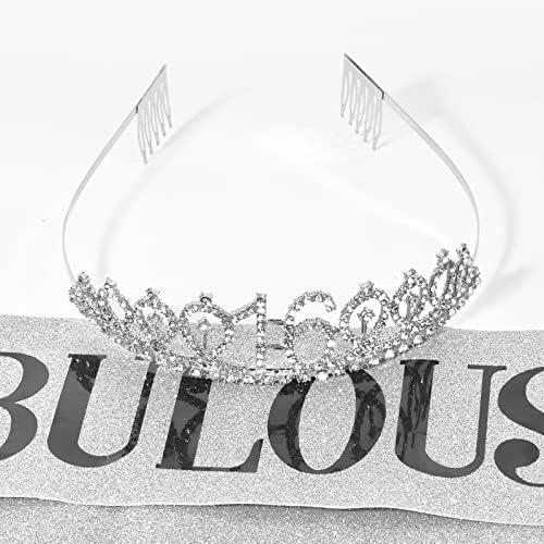 16th Birthday Sash and Tiara for Girls, Sweet 16 Невероятния Sash and Tiara Birthday Crown, Happy 16th Birthday Gifts for Girls Party Favors Supplies and Decorations, Silver