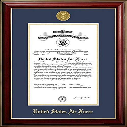 Изображението на колежа AFCCL00111x14 Рамка сертификат ВВС класическа със златен медальон, 11 x 14, махагон