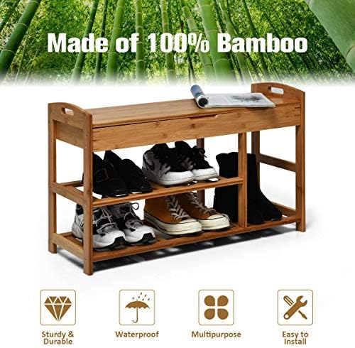 Многофункционална Полк Бежевое Бамбуковое Дървена Седалка Естествен Дизайн Столче За Съхранение На Обувки-Часова