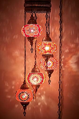 DEMMEX Swag Plug in Light, Турски, Марокански Цветна Мозайка Стенен Включете се в Окачен Таван Лампа Полилей