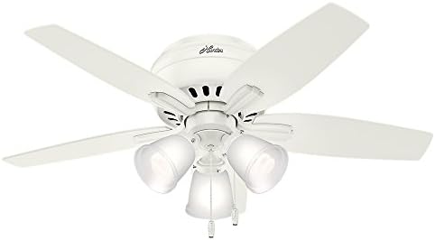 Вентилатор на тавана Хънтър Newsome Indoor Low Profile Ceiling Fan with LED Light and Pull Chain Control,