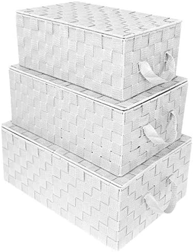 Sorbus Кутия за съхранение на Тканая Кошница Контейнер за боклук Мъкна Cube Organizer Set Штабелируемая Кошница За Съхранение на Тъкани Каишка Полк Организатор Вградена Дръж