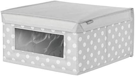 mDesign Soft Stackable Fabric Closet Storage Organizer Holder Box - Прозрачен Прозорец и най-Кутията, за