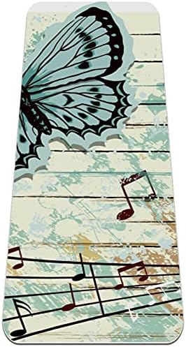 Килимче за йога Нескользящий TPE Vintage Butterfly Musical Notes Piano High Density Padding,за да се Избегне
