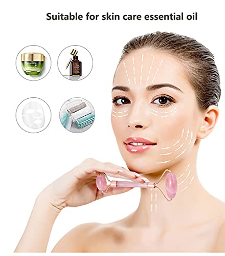 Jopuzia Natural Jade Guasha Tool Set For Face - Beauty Cosmetic Лицето Skin Roller Massager Tool (Pink Horn