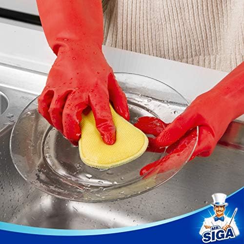 MR. SIGA за Многократна употреба Ръкавици За Миене на съдове, Домакински Почистващи Ръкавици за Кухня и