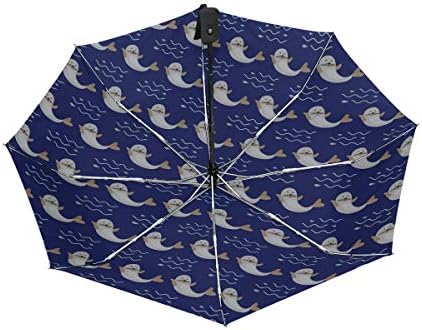 CHINEIN Travel Umbrella Auto Open Compact Folding Sun & Rain Protection Happy Monk Seal