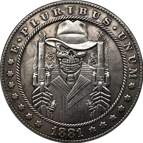 С две ръце Череп Глава Скитник Монета, САЩ Копие на Античен Морган Скитник Никелова Монета Запомнящо се