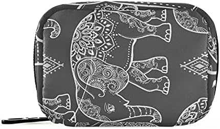 JUAMA Vintage Black White Card with Elephant Хапчета Cases Bag Zippered Portable Medicine Storage Bag with