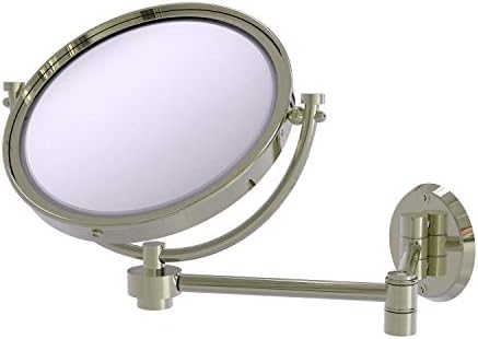Allied Brass WM-6/5X 8 Inch Wall Mounted Extending 5X Magnification Make-Up Mirror, Polished Nickel