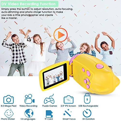 SH-RuiDu Kids Camera IPS Екран 8MP Lens Mini Digital USB Camera 720P Video Children DV
