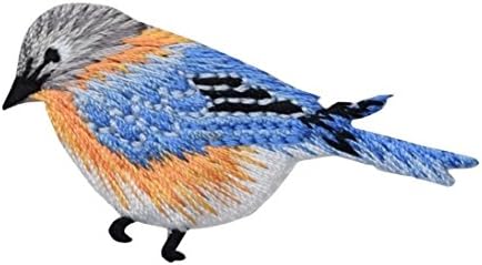 Blue bird - Синята Птица - Оранжева на Гърдите - Вышитое Желязо на Заплате