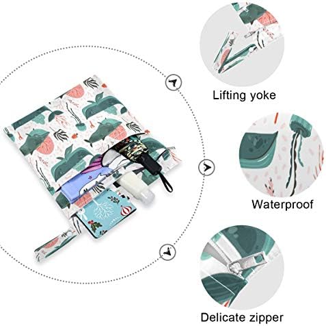 KEEPREAL Beauty Big Whales Wet Dry Bag for Cloth Diaper&Swimsuit,Travel&Beach - Водоустойчив Мокри чанти