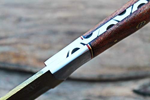 Изключителен титан дамасский нож ръчна изработка с покритие 4.6 Ловен нож с вкусен дърво, Обвивка NG -SK-13
