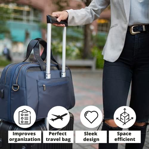 Nomad Lane Bento Bag - Дамска чанта, Куфар, лека пътна чанта, няколко опции за носене и джобове (тъмно синьо