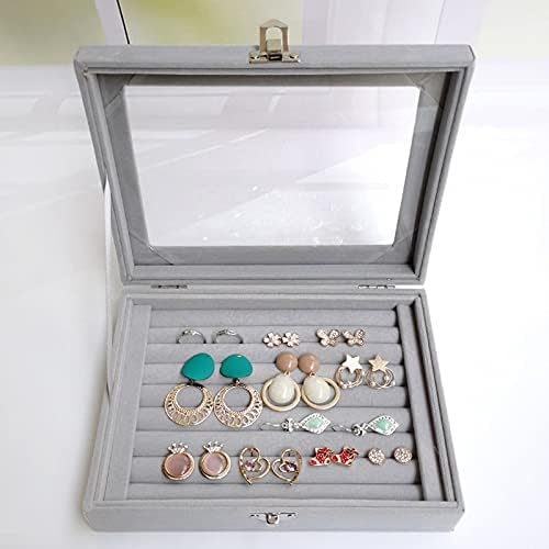 TYUHKA Fashion Jewelry Box Portable Velvet Jewelry Ring Jewelry Display Organizer Box Тава Притежателя Обеци
