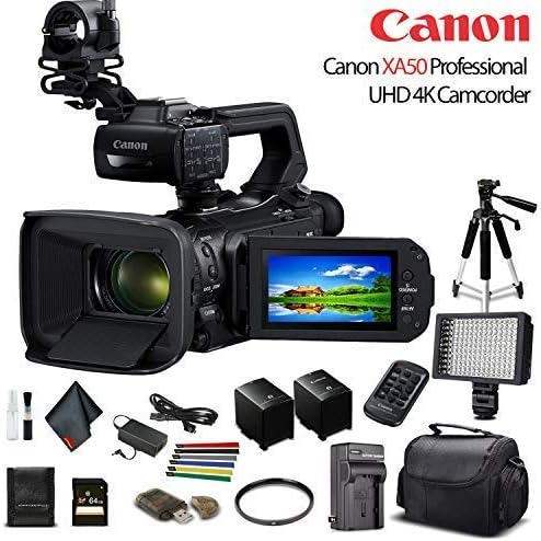 Canon XA50 Professional 4K UHD Камери (3669C002) W/Extra Battery, Soft Padded Bag, 64GB Памет, LED Светлина,