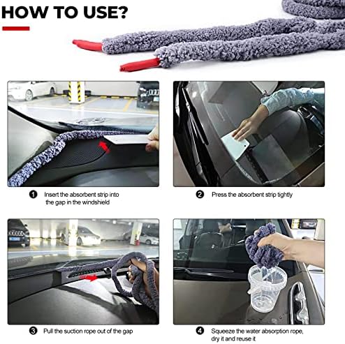 EHDIS Window Tint Tool Car Wash Water Absorbed Drying Въжето Car Cleaning Water Absorbent Strip Rear Window