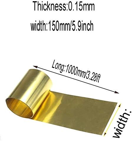 HUILUN месинг лист H62 месинг метален тънък лист Фолио табела ролка 150 мм/5.9inchx1000 мм/39.9 см месингови