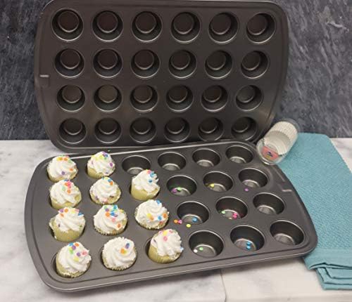 Chef Select Mini Muffin Cupcake and Pan, Комплект от 2, Размер на 24 чаши, Премиум PTFE и PFOA Free Незалепваща