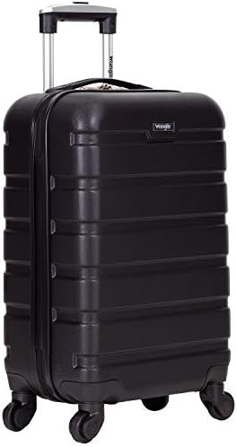 Wrangler Hardside Carry-On Spinner Luggage, Черен, 20 инча
