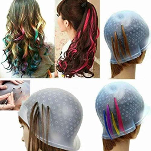 Делото шапки боя силикон WPYYI множество за цвят на косата подчертава фризьорски салон с игла (цвят : розов)