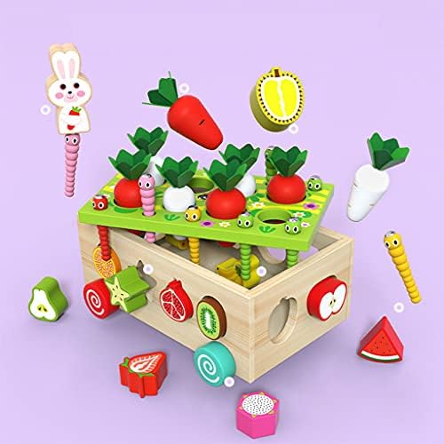 Almencla Дървена Форма на Съответствието на Блок Играчка Комплект, Цветни Дървени Плодове Пъзел САМ Дървена
