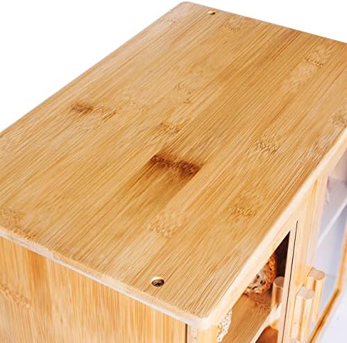 Laura's Green Кухня Bamboo Bread Box for Kitchen Counter - Двухслойное съхранение на Хляб с прозрачни прозорци