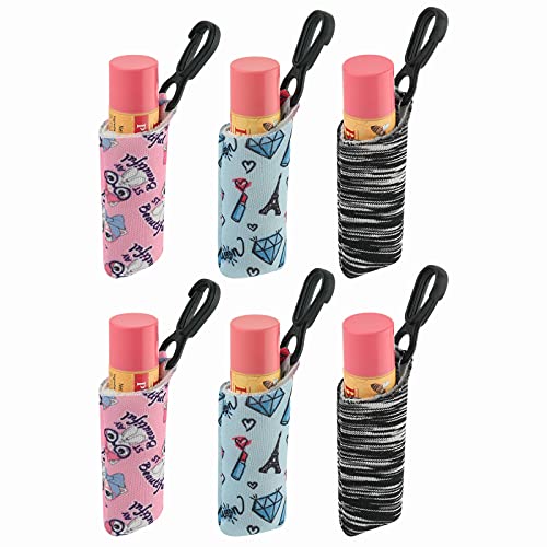 Beautyflier 6Pcs Clip-on Chapstick Sleeves, Soft Cotton Ключодържател Lipstick Holder Chapstick Pouch Lip
