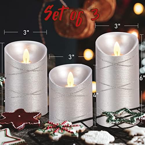 SILVERSTRO Коледен Декор Беспламенные Свещи с Дистанционно Управление, Опаковки от 3 Истински Восъчни Сребърни