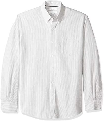 Essentials Мъжка обикновена риза Оксфорд Райе с Дълъг ръкав