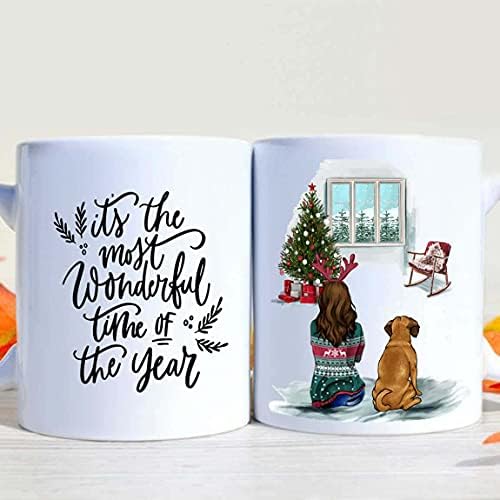 Чаша за 11 грама - Puggle 01 Noel Mug Girl And Dog Омъжи се за Коледа Its the most Wonderful Time, Dog Lover