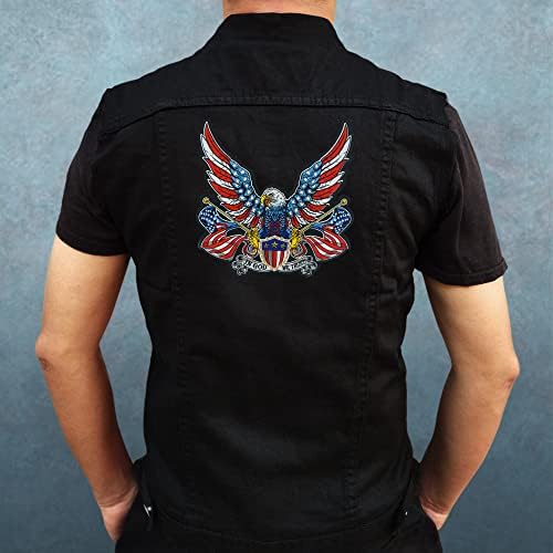 in God We Trust American Eagle Patriotic Large Embroidered Motorcycle Яке & Biker Vest Back Patch